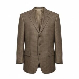 Vintage Oscar‎ de la Renta Mens 100% Wool Houndstooth Sport Coat Blazer Size 40L